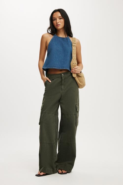 Lyocell halter tie top - ryder blue