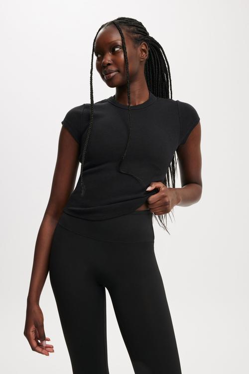 Active Curved Hem Baby Tee - Black