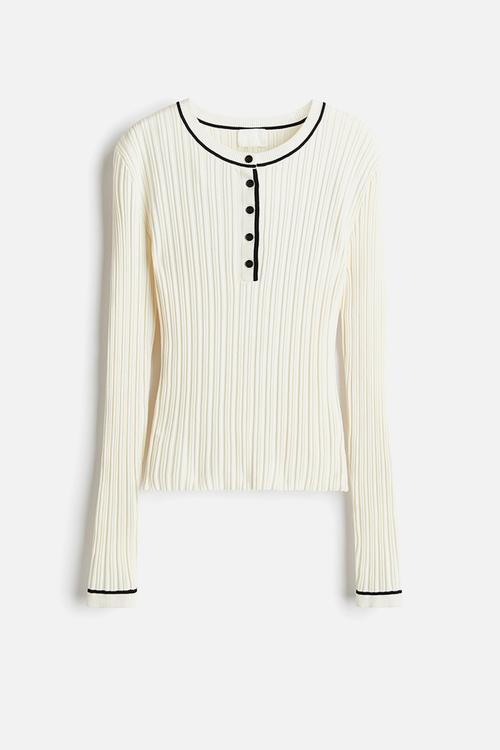 Rib-knit top - cream