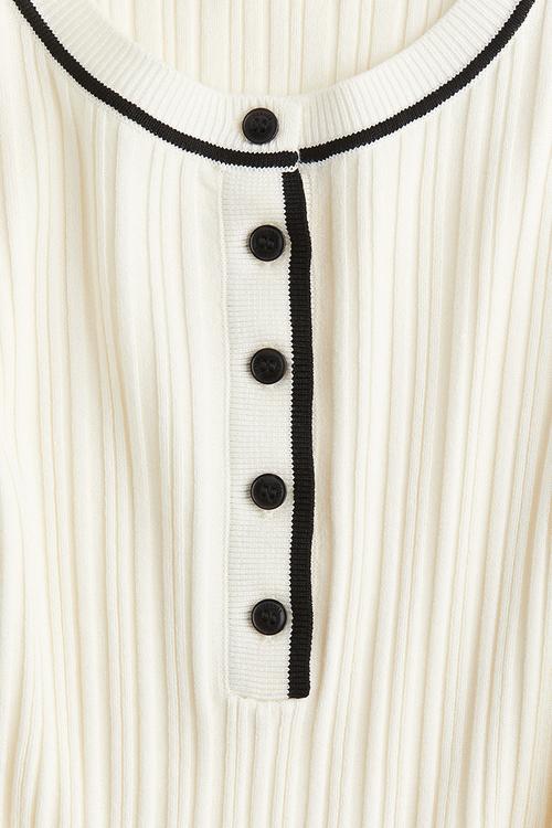 Rib-knit top - cream