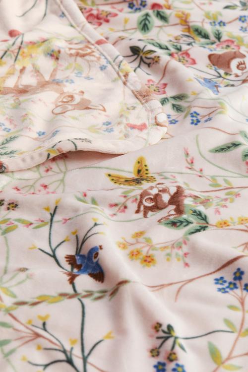 Patterned velour blanket - light beige/bambi