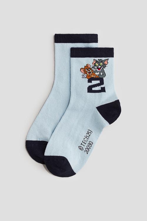 5 pack patterned socks - bright red tom and jerry