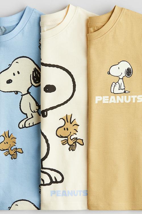 3 pack printed t-shirts - dusty yellow snoop