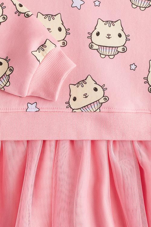 Printed tulle-skirt sweatshirt dress - pink gabby's dollhouse