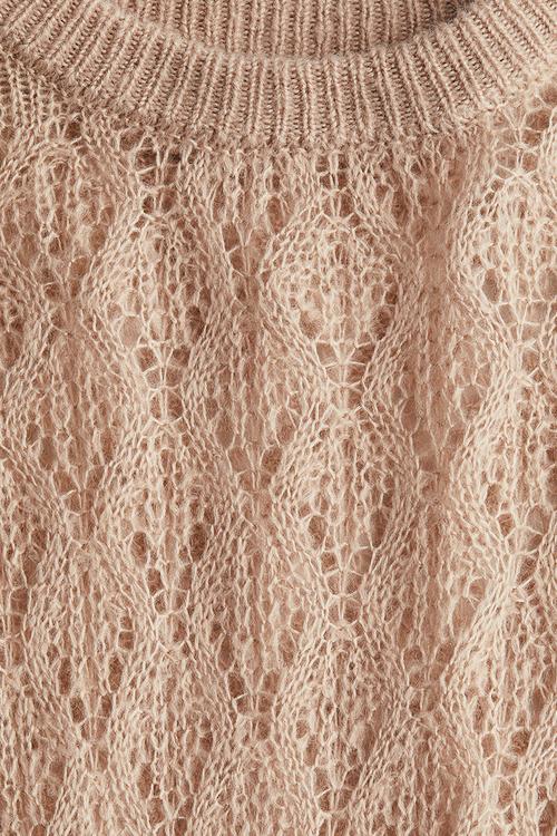 Pointelle-knit jumper - beige