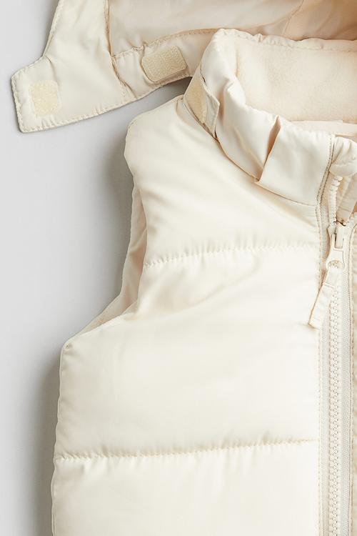 Hooded puffer gilet - cream