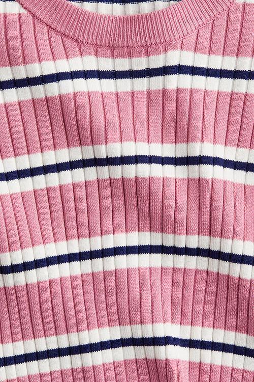 Rib-knit jumper - pink striped