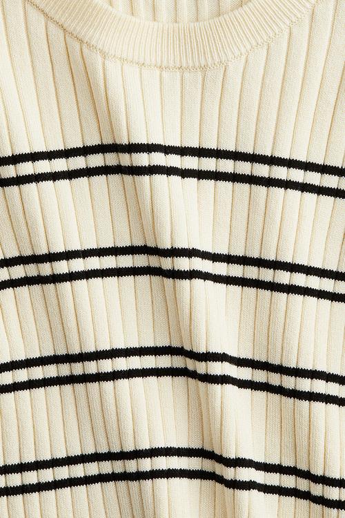 Rib-knit jumper - cream striped
