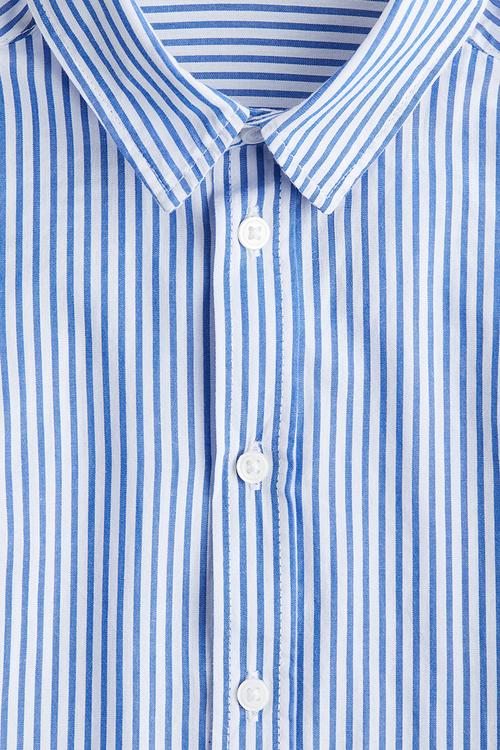 Long-sleeved cotton shirt - blue striped