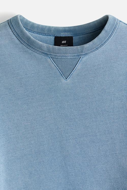 Regular fit washed sweatshirt - light blue