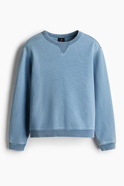 Regular fit washed sweatshirt - light blue