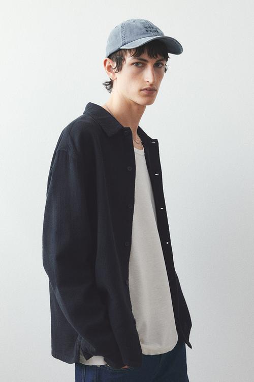 Regular fit textured shirt - black