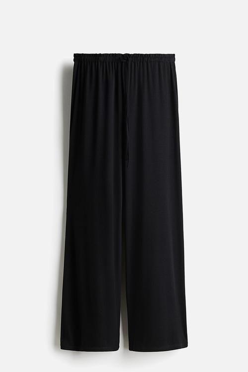 Pointelle pyjama bottoms - black