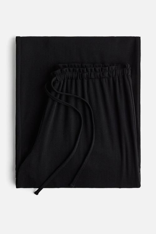 Pointelle pyjama bottoms - black