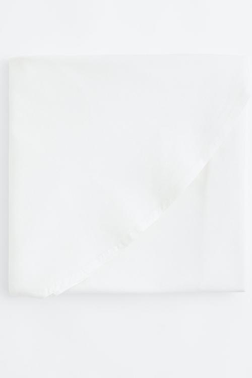 Round cotton tablecloth - white