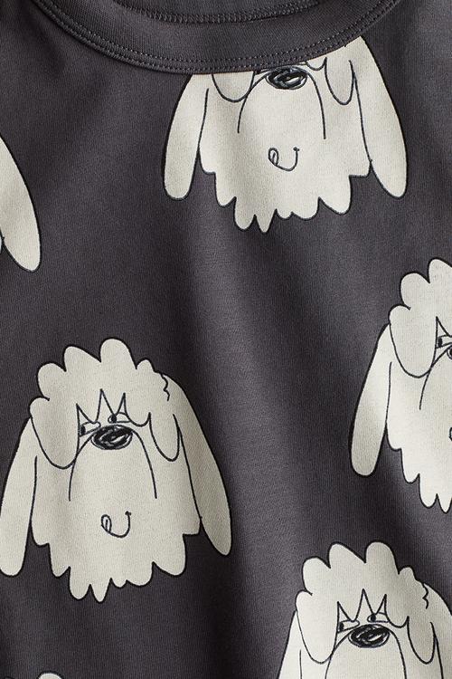 Long-sleeved jersey top - dark grey dogs