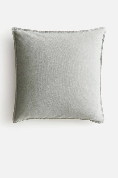 Linen-blend cushion cover - sage green