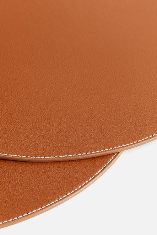 2 pack round place mats - burnt orange