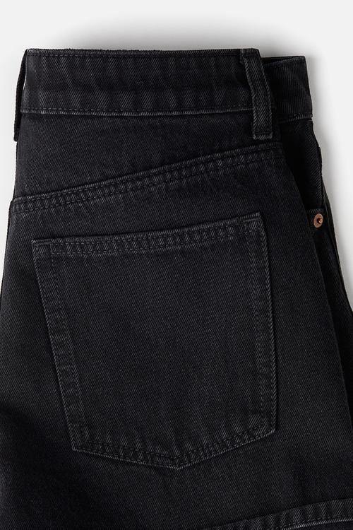 High-waisted denim shorts - dark grey