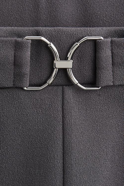 Buckle-detail tailored trousers - dark grey