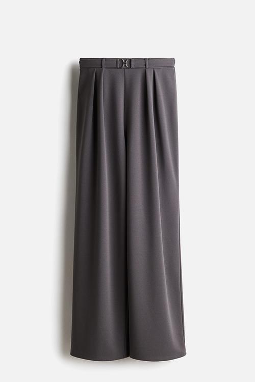 Buckle-detail tailored trousers - dark grey