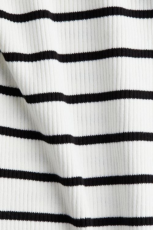 Rib-knit off-the-shoulder top - white striped