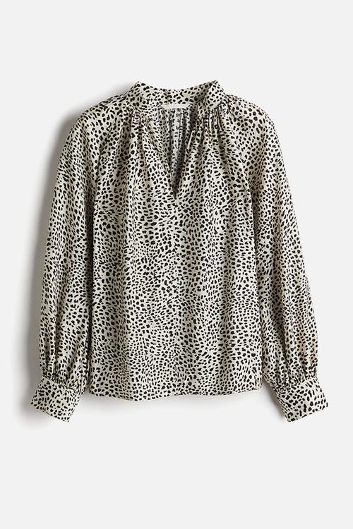 Oversized blouse - light beige leopard print