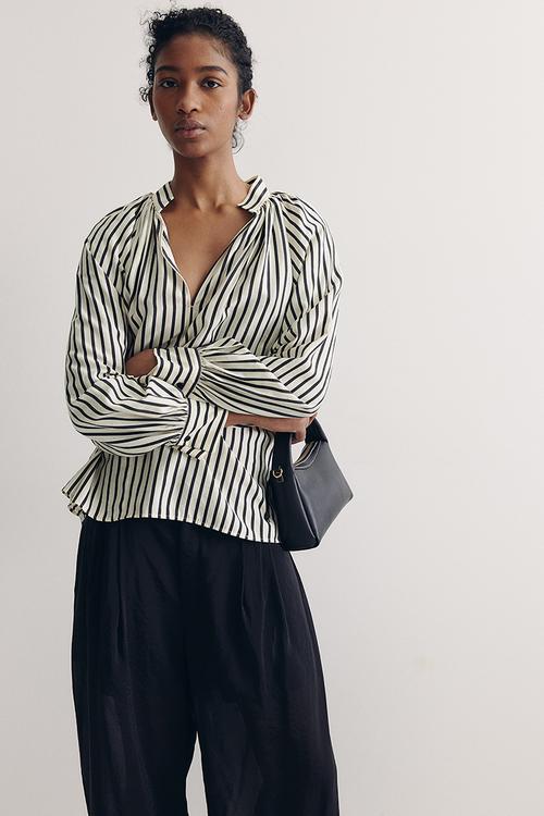 Oversized blouse - cream striped 