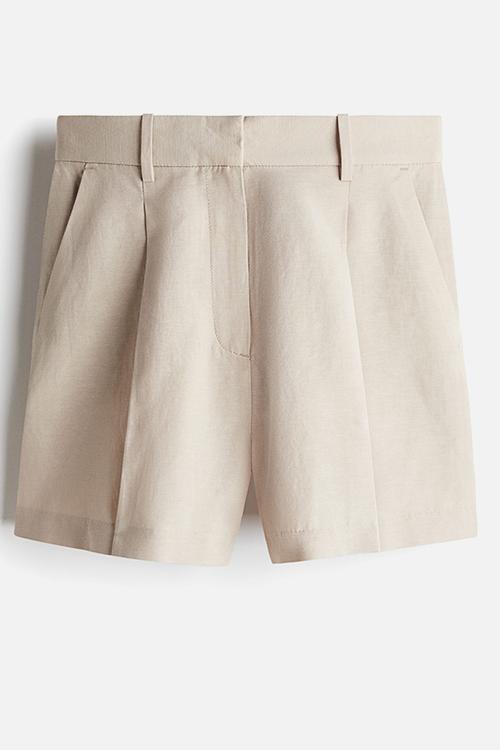 Linen-blend shorts - light beige