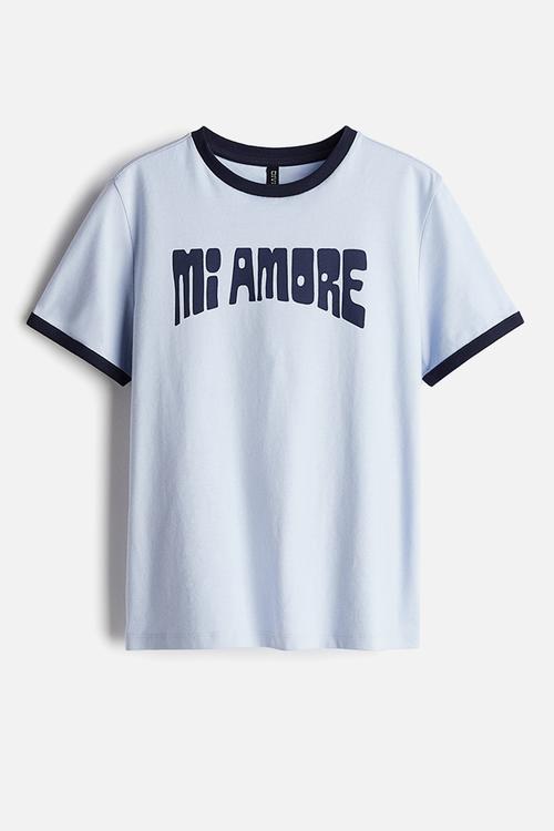 Printed t-shirt - light blue mi amore