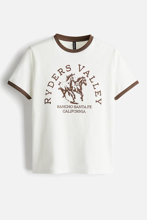 Printed t-shirt - cream horses
