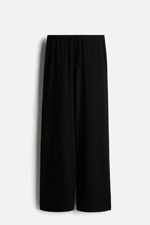 Wide drawstring trousers - black