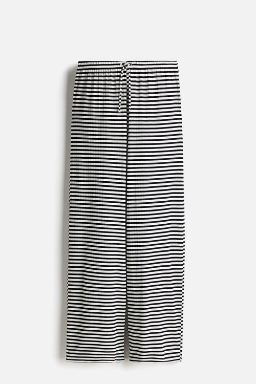 Wide drawstring trousers - navy blue striped