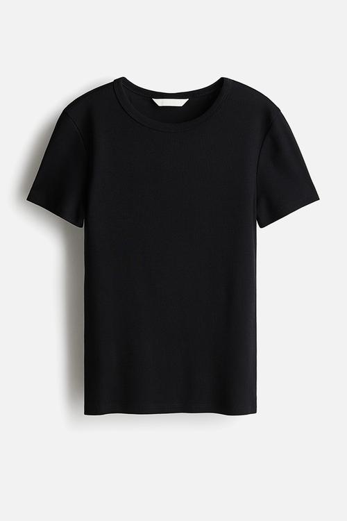 Ribbed t-shirt - black
