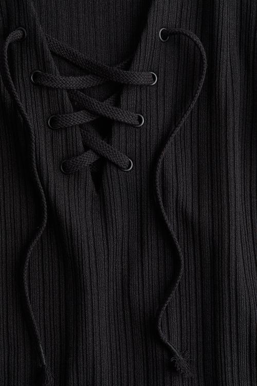 Lacing-detail bodycon dress - black