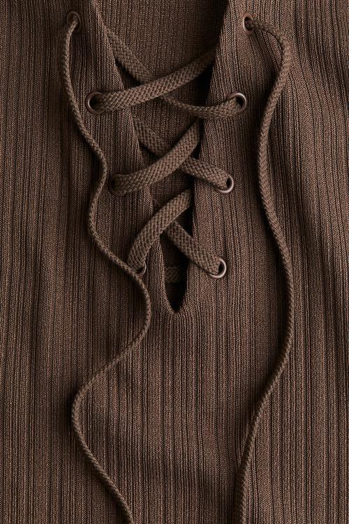 Lacing-detail bodycon dress - dark brown