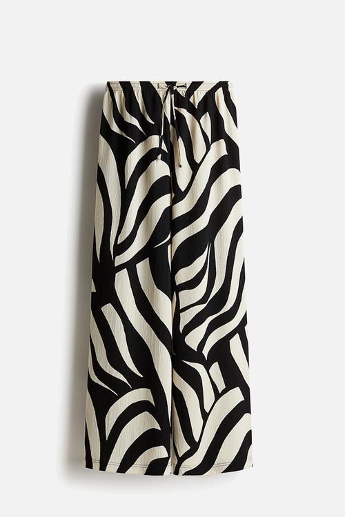 Textured jersey drawstring trousers - black patterned
