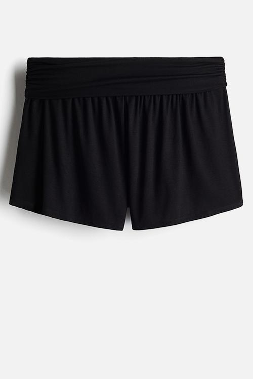 Gathered viscose shorts - black