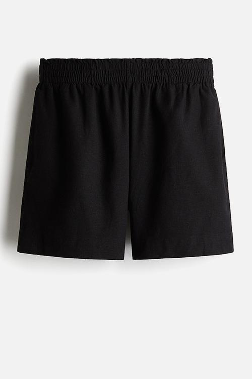 Linen-blend shorts - black
