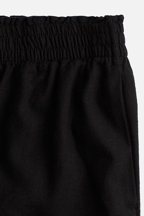 Linen-blend shorts - black