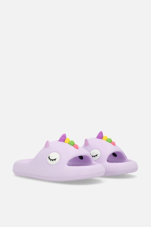 Sleeping dino slip ons - lilac/multi