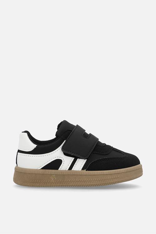 Adjustable strap fastener sneakers-black & white
