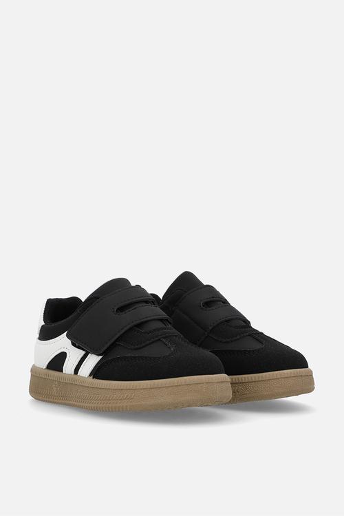 Adjustable strap fastener sneakers-black & white