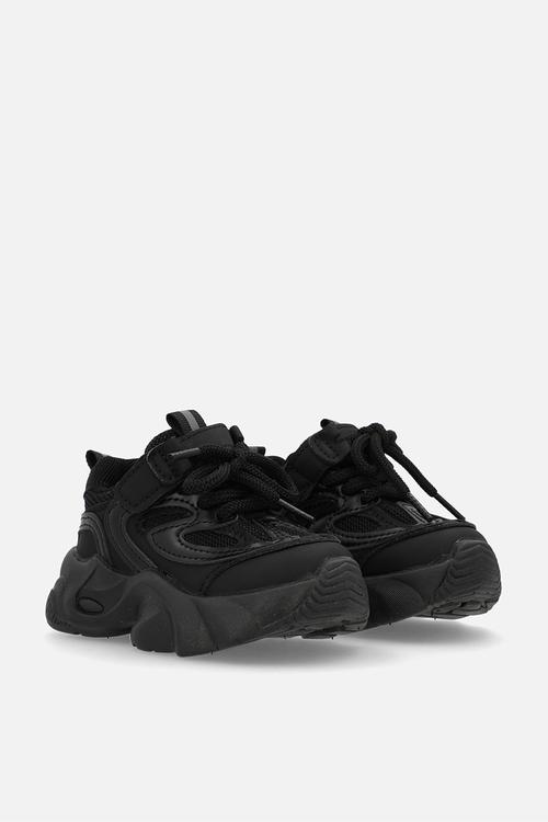 Platform lace up sneakers - black
