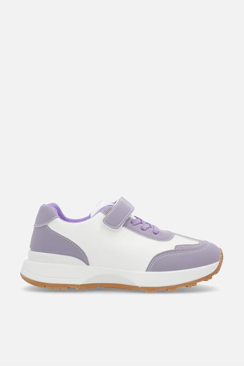 Adjustable fastening strap sneakers - lilac & white