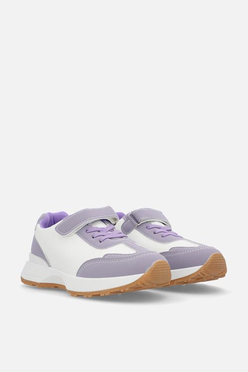 Adjustable fastening strap sneakers - lilac & white