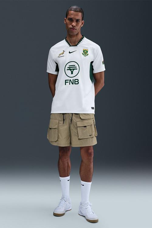 Springbok Men's Away 25/26 Stadium Jersey - White/Gorge Green