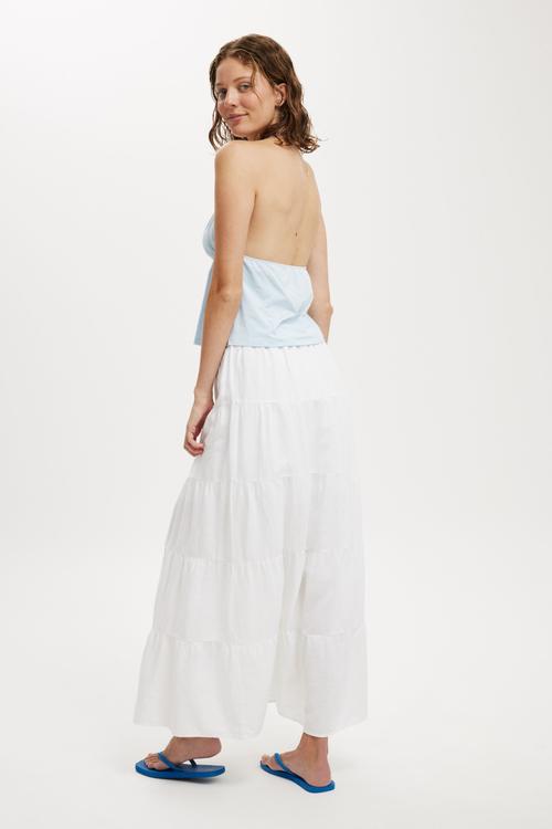 Haven multi tiered maxi skirt - White bright