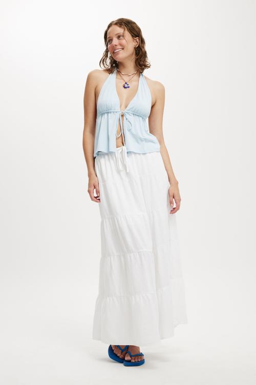 Haven multi tiered maxi skirt - White bright