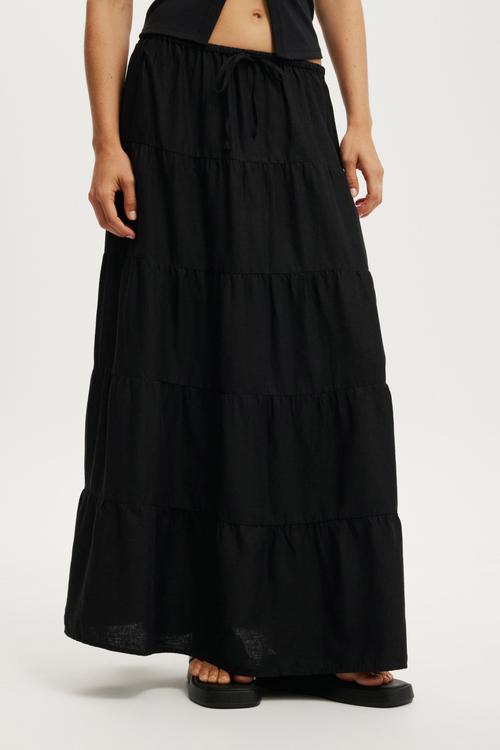 Haven multi tiered maxi skirt - black